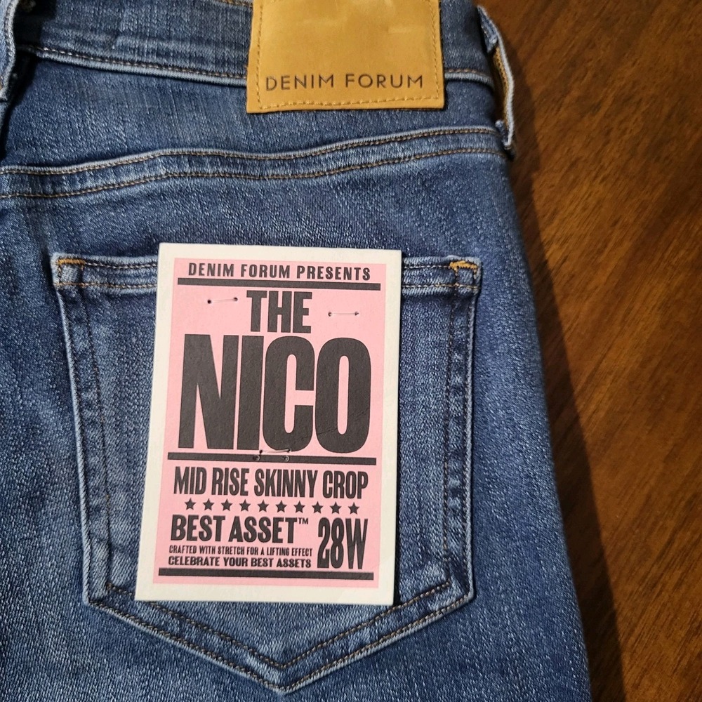 Denim Forum Aritzia The Nico Mid Rise Skinny Crop‎ Raw Released Hems Size 28 - Picture 2 of 11